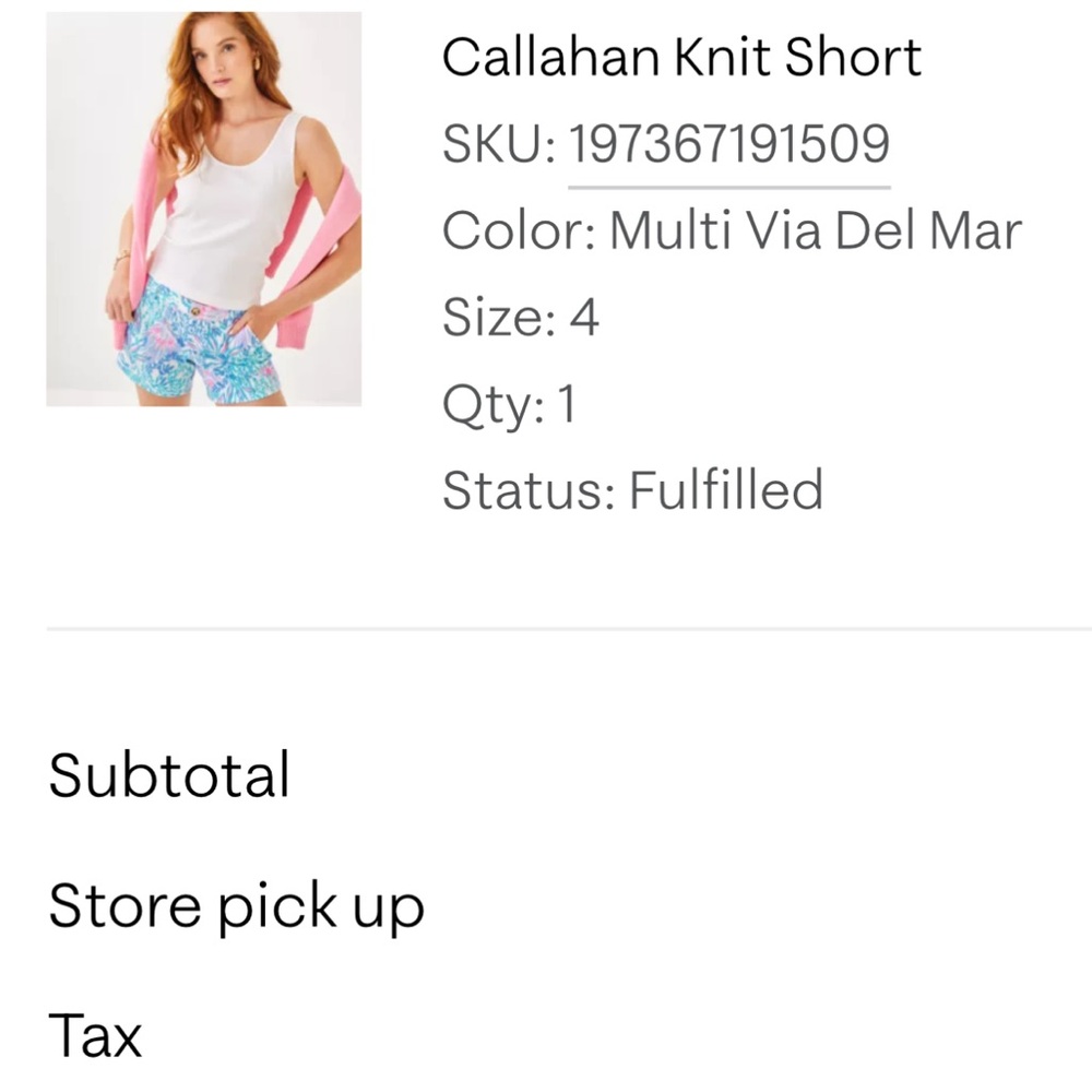 Lilly Pulitzer 5” Callahan knit short size 4 new without tags.